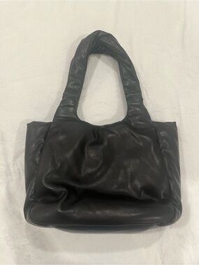 A New Day Black Puffy Ruched Shoulder Bag Tote